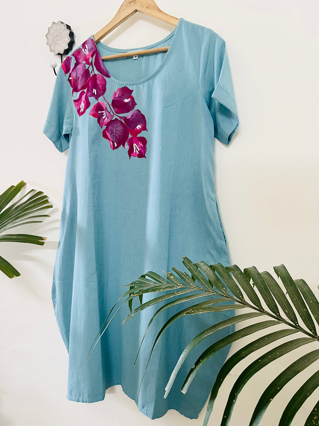 EXCLUSIVE- BOUGAINVILLEA HAND-PAINTED DAY DRESS
