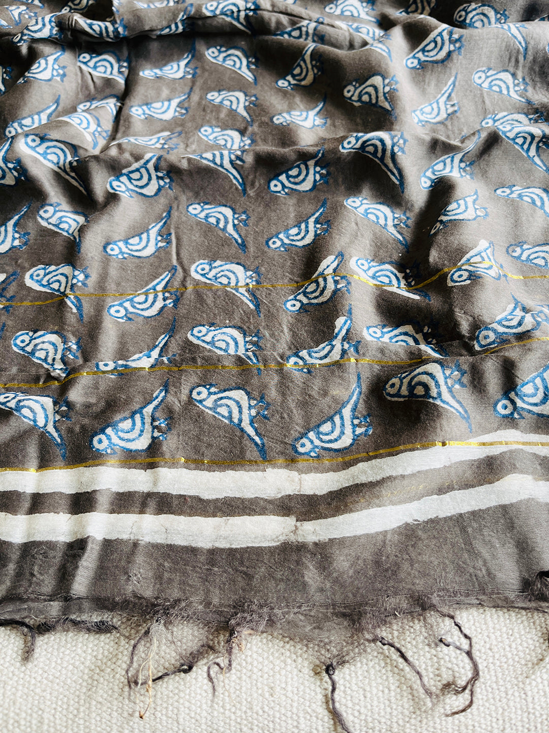 "EIK CHIDIYA, ANEK CHIDIYA" CHANDERI DUPATTA (GREY)