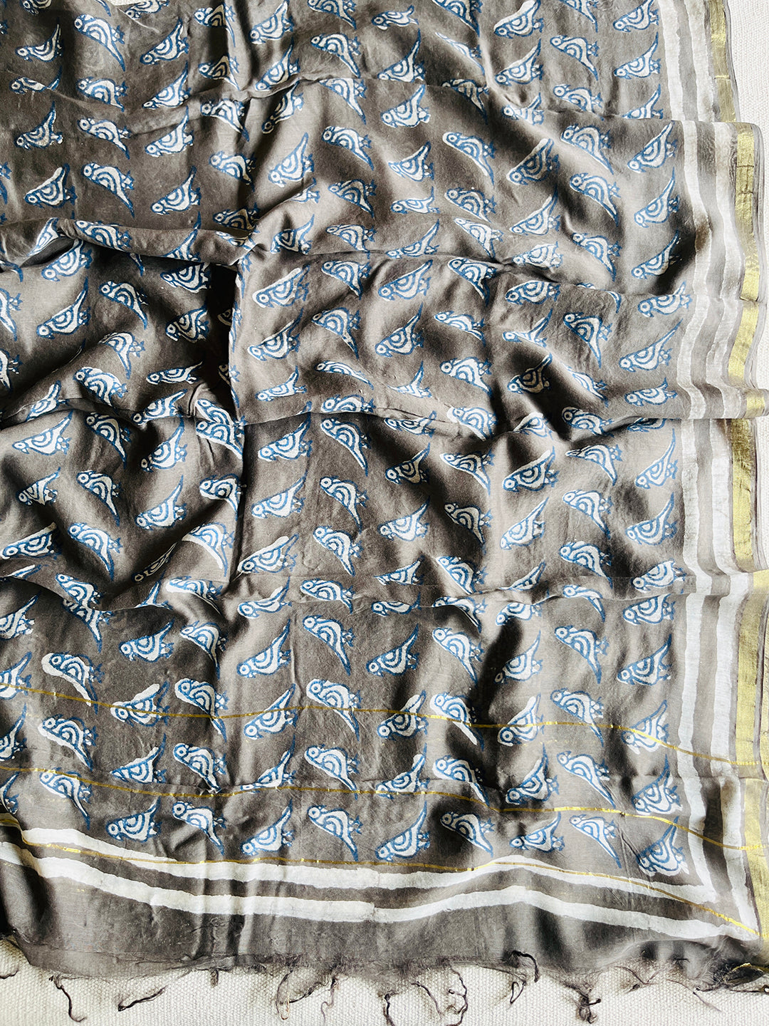 "EIK CHIDIYA, ANEK CHIDIYA" CHANDERI DUPATTA (GREY)