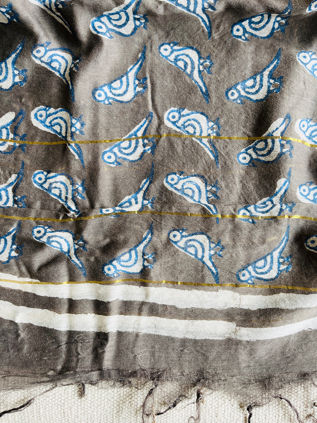 "EIK CHIDIYA, ANEK CHIDIYA" CHANDERI DUPATTA (GREY)
