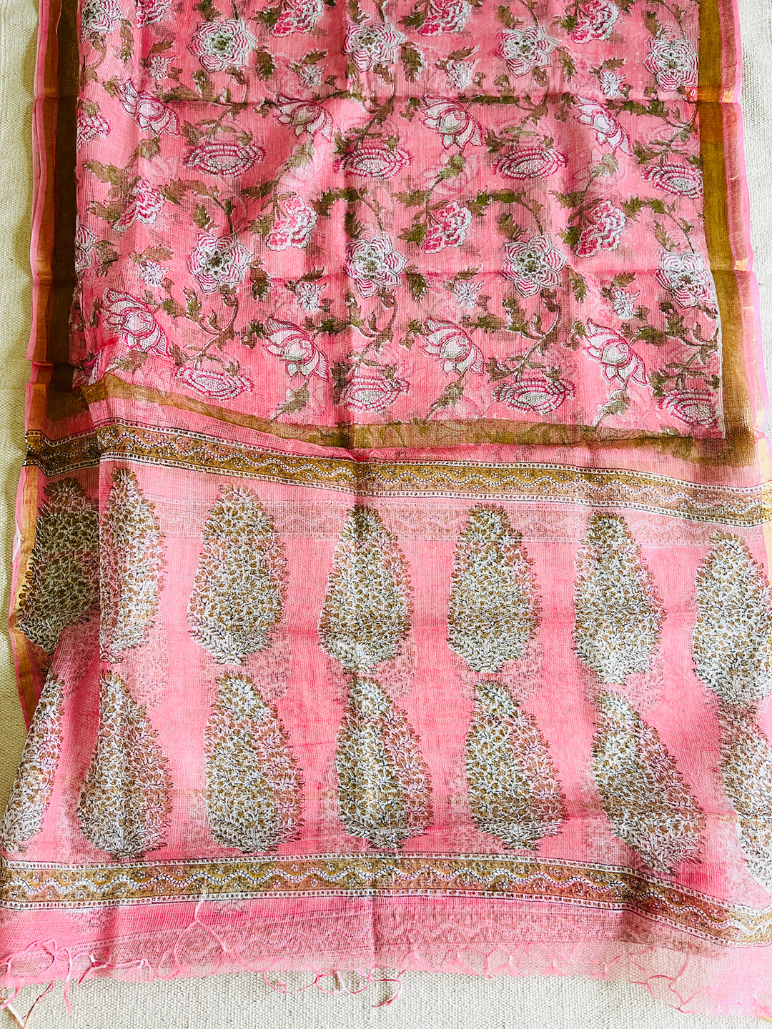KOTA BUBBLEGUM PINK PRINTED DUPATTA