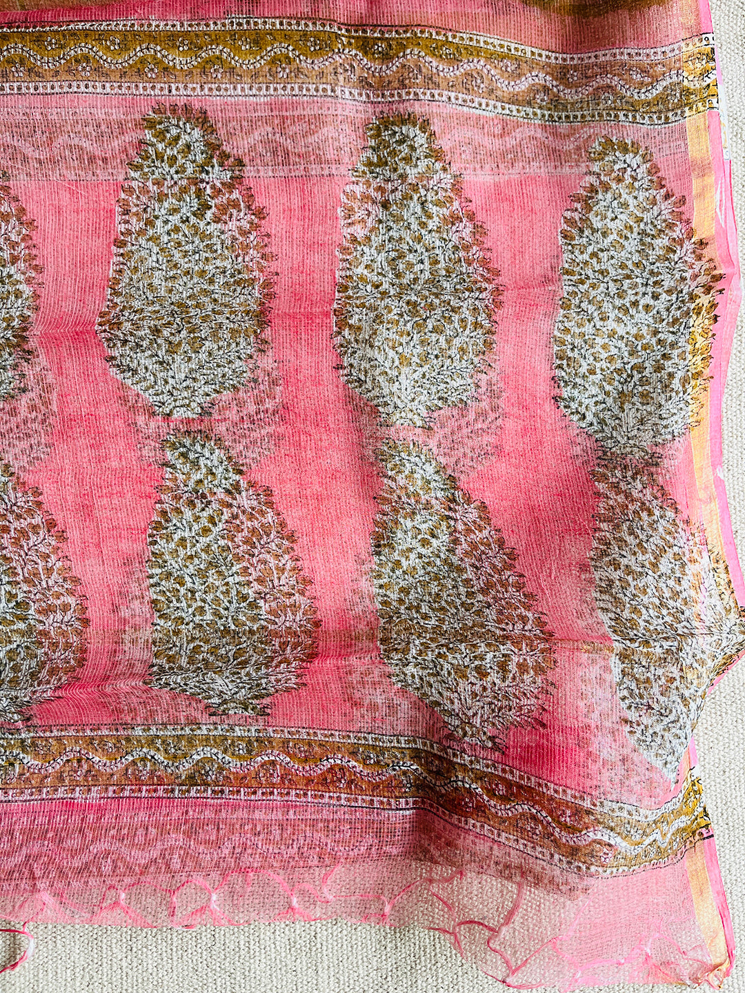 KOTA BUBBLEGUM PINK PRINTED DUPATTA