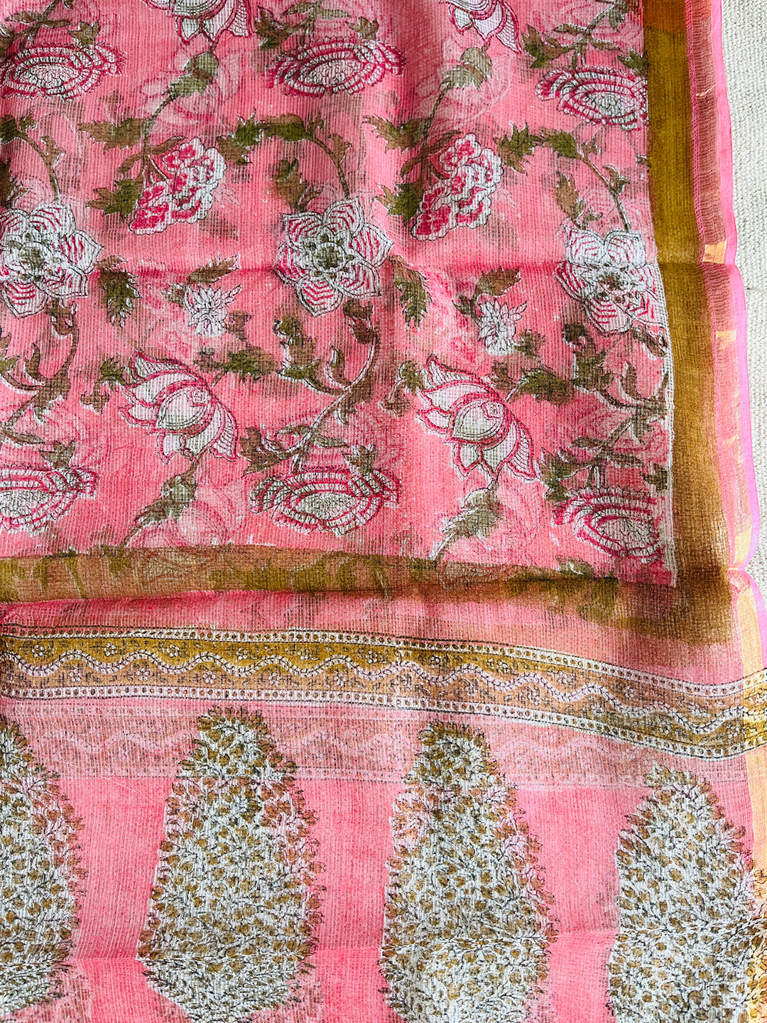 KOTA BUBBLEGUM PINK PRINTED DUPATTA