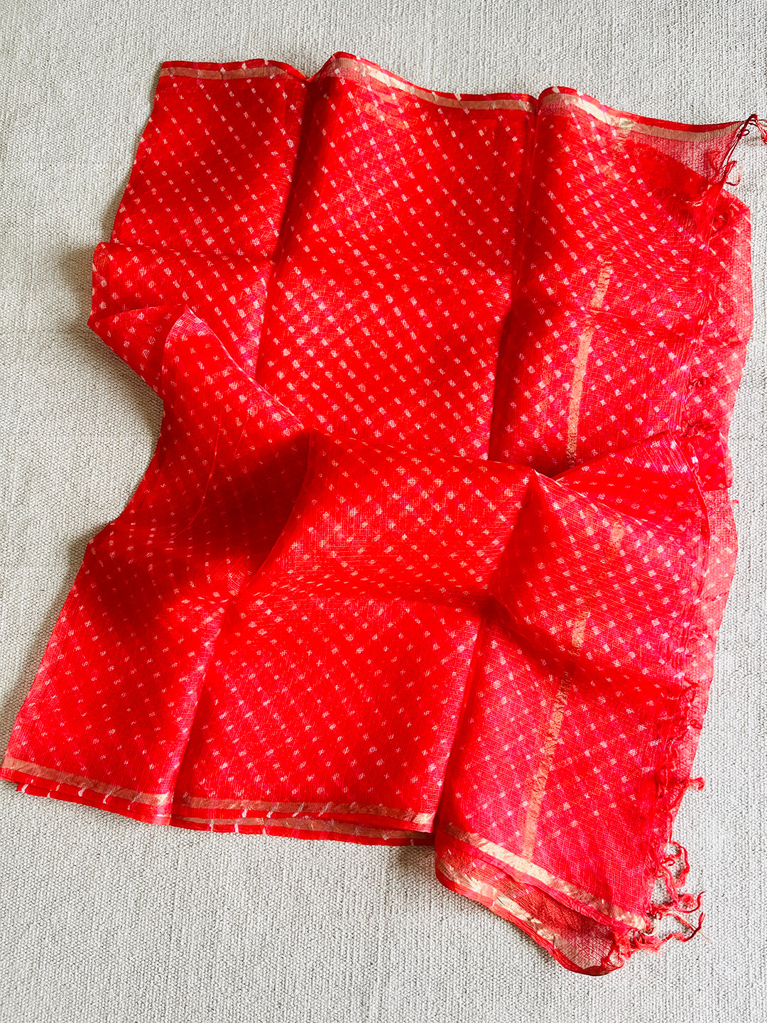 KOTA SILK KATAN SCARLET RED DUPATTA