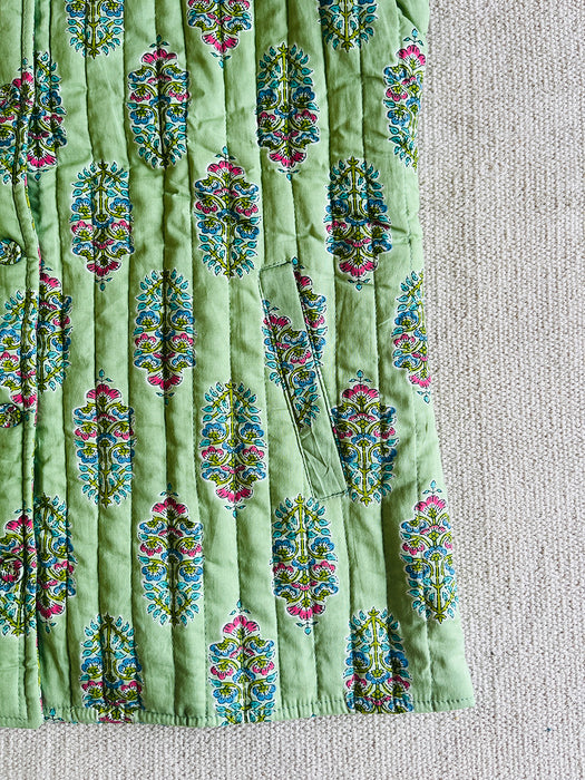 QUILTED REVERSIBLE JACKET GREEN SLEEVELESS