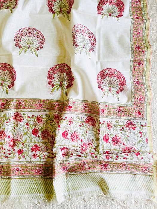 CHANDERI OFF-WHITE BIG FLORAL MOTIF DUPATTA