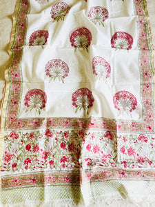 CHANDERI OFF-WHITE BIG FLORAL MOTIF DUPATTA