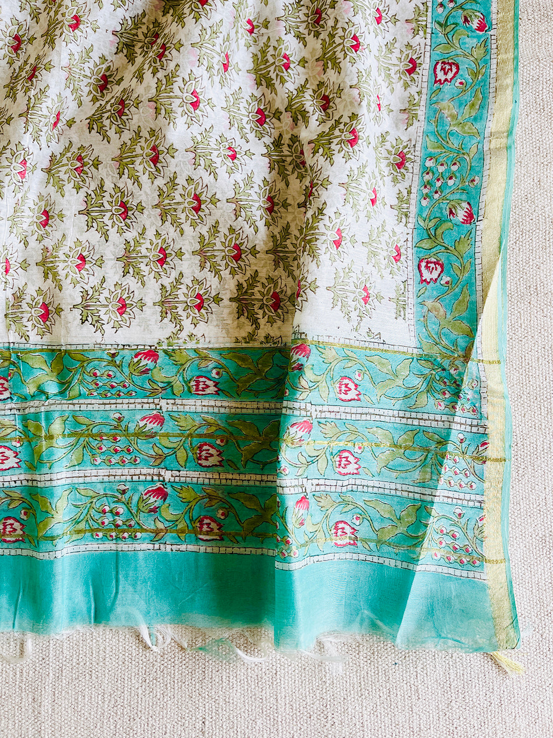 CHANDERI OFF-WHITE ALLOVER PRINT DUPATTA