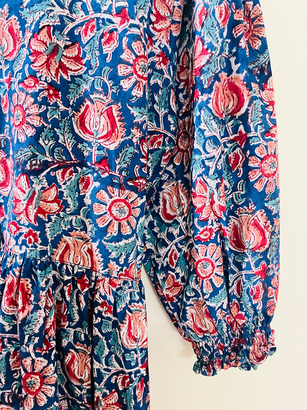 BLOCK PRINTED BLUE SHORT DRESS