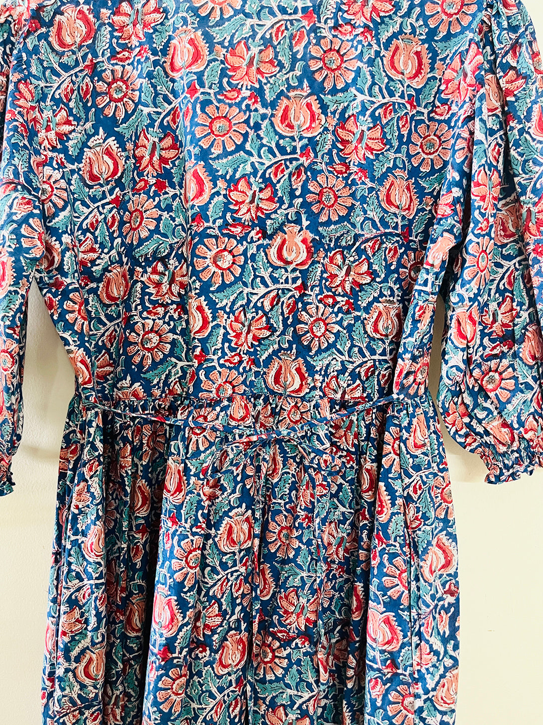 BLOCK PRINTED BLUE SHORT DRESS