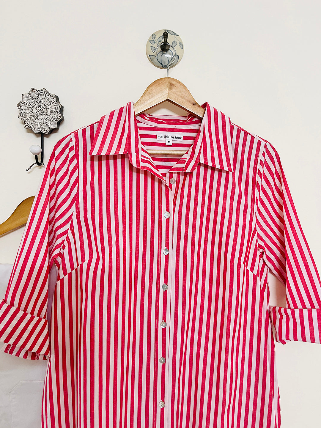 "WORK TO WEEKEND STAPLE" relaxed long shirt (stripe)