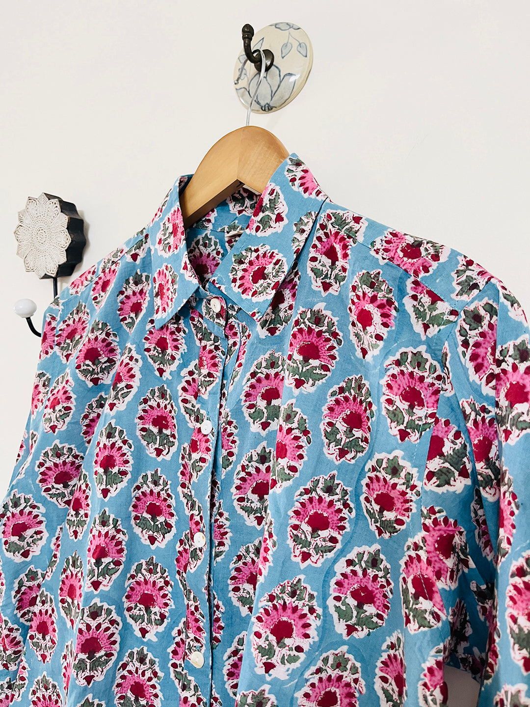 SUMMER COTTON SHIRTS BLOCK-PRINTED