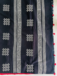 POLKA BLACK MULMUL SAREE