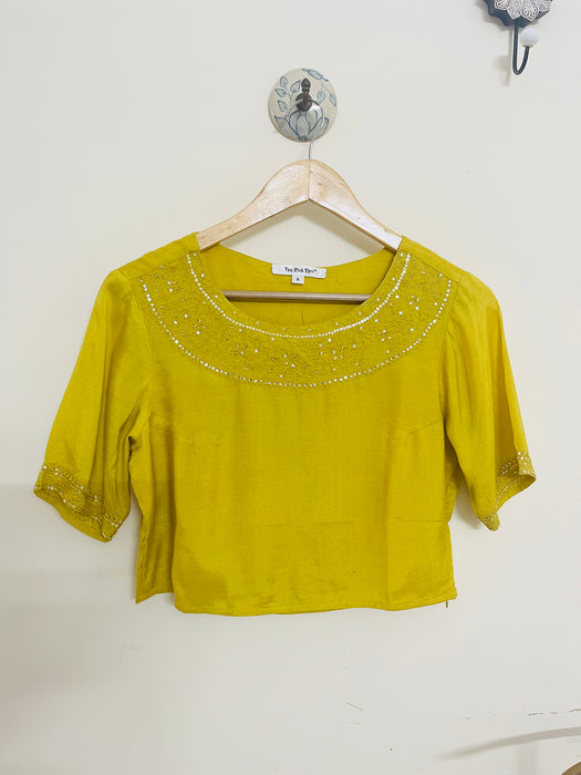 EMBELLISHED FESTIVE BLOUSE GOLDEN YELLOW