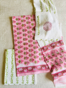 UNSTITCHED COTTON SUIT BLOCK PRINTED PINK