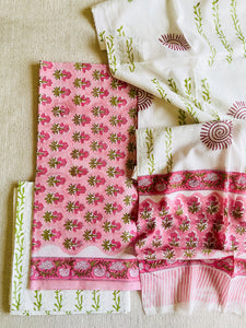 UNSTITCHED COTTON SUIT BLOCK PRINTED PINK
