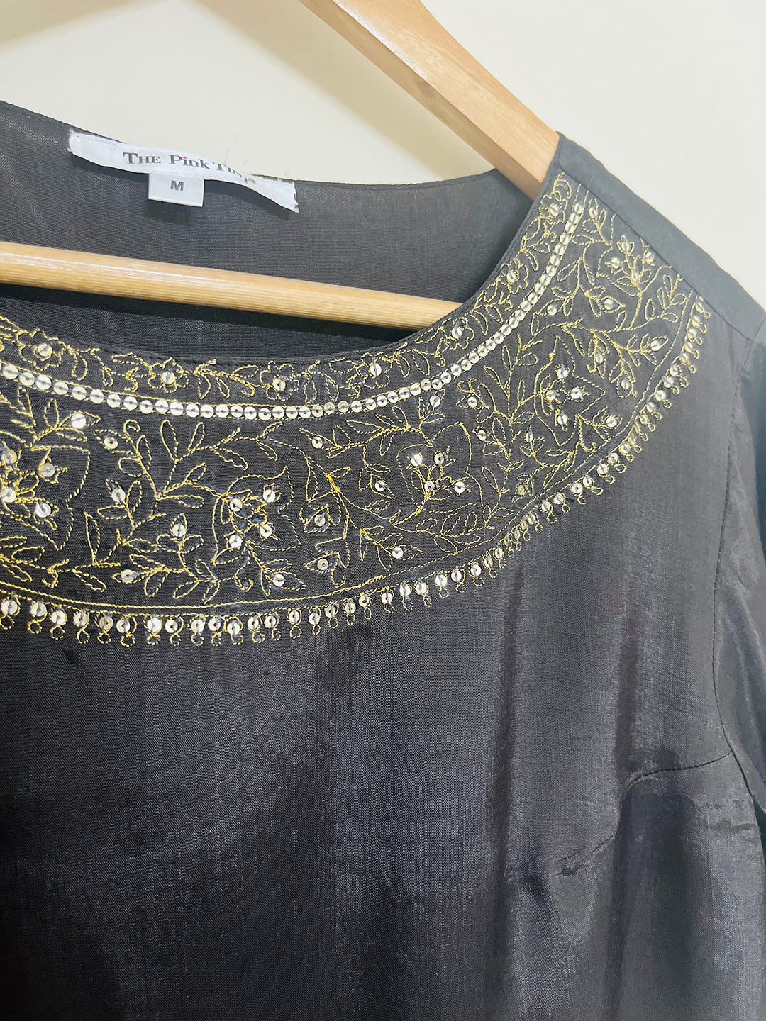 EMBELLISHED FESTIVE BLOUSE CHARCOAL
