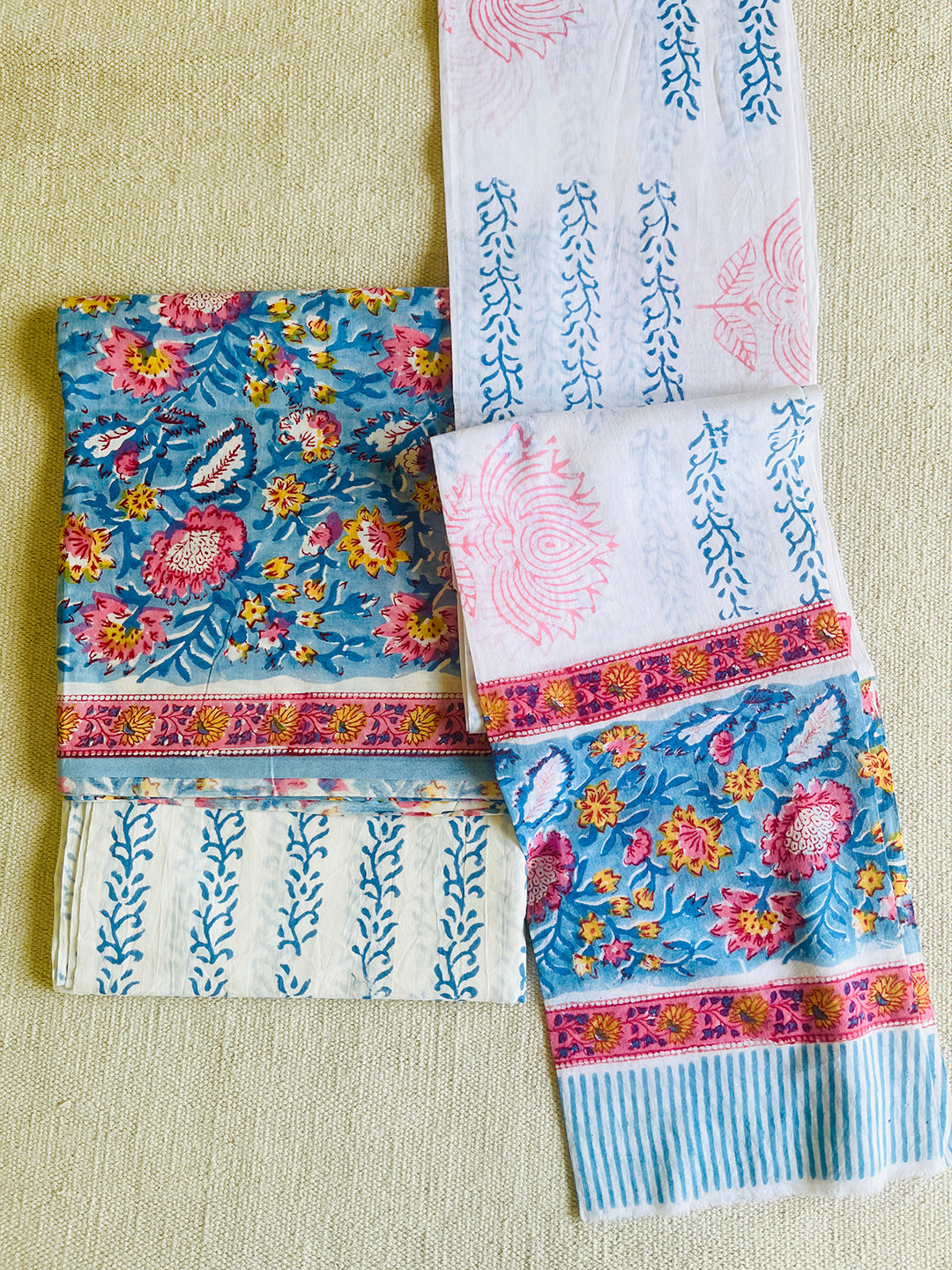 UNSTITCHED COTTON SUIT ALLOVER FLORAL JAAL BLUE