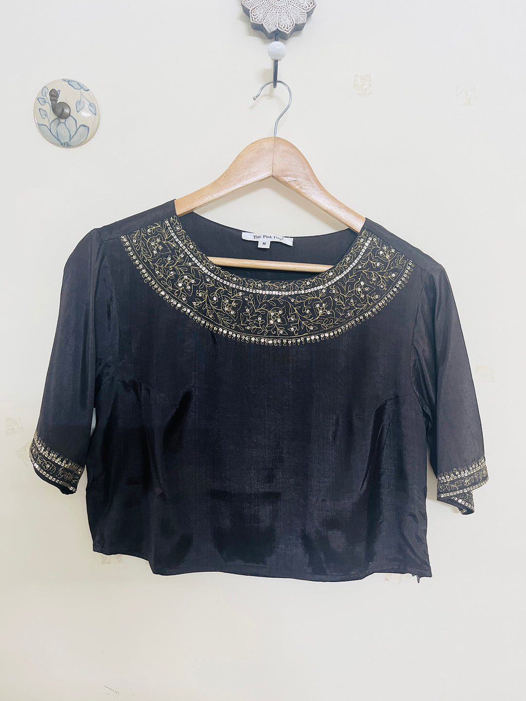 EMBELLISHED FESTIVE BLOUSE CHARCOAL
