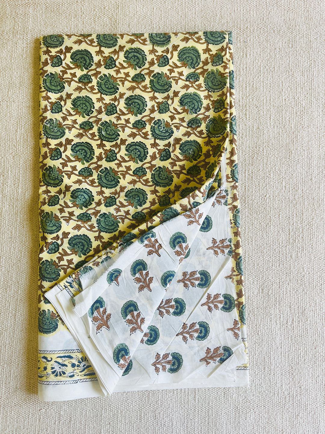 UNSTITCHED COTTON SUIT & KOTA DUPATTA LIME YELLOW