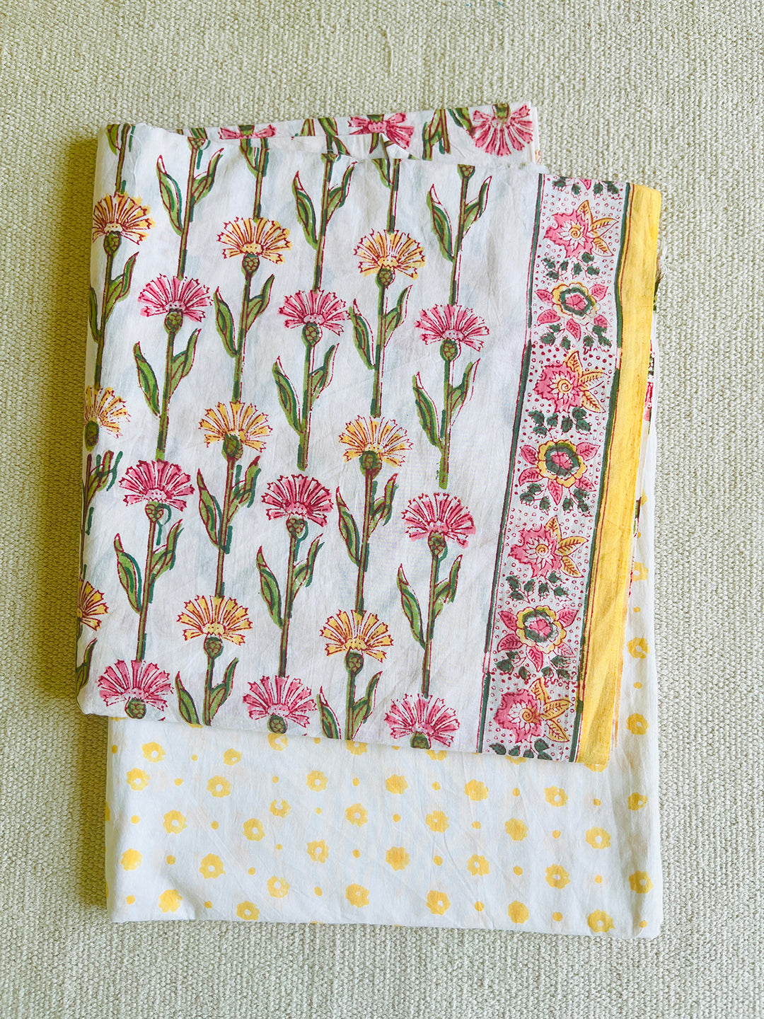 UNSTITCHED COTTON SUIT "BRING-ME-FLOWERS" OFF-WHITE