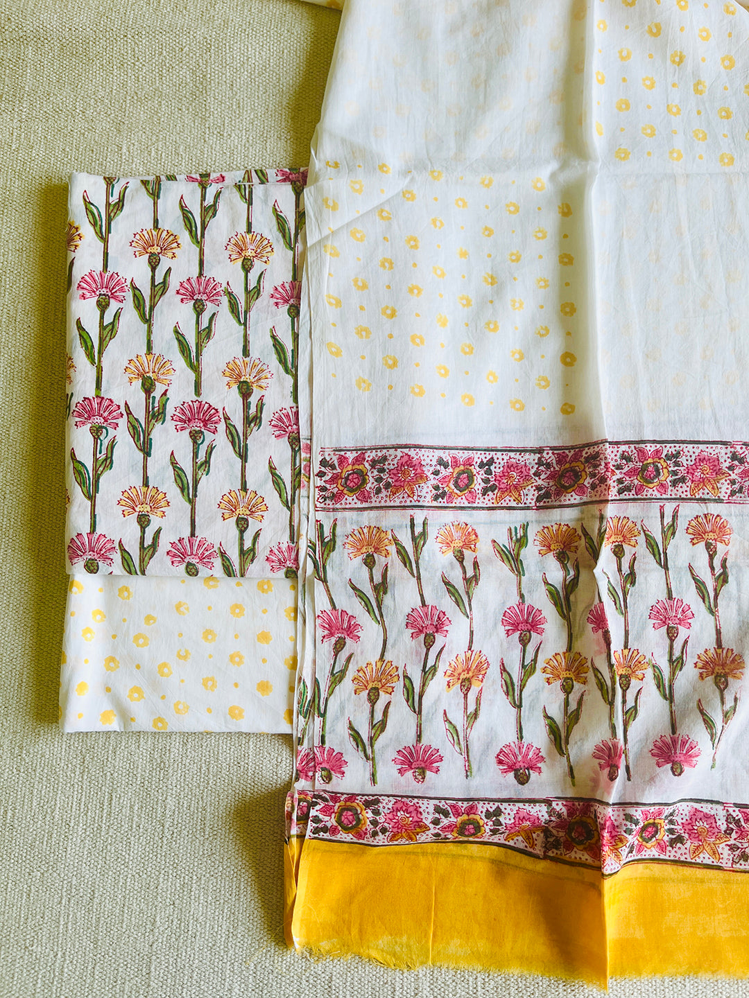 UNSTITCHED COTTON SUIT "BRING-ME-FLOWERS" OFF-WHITE