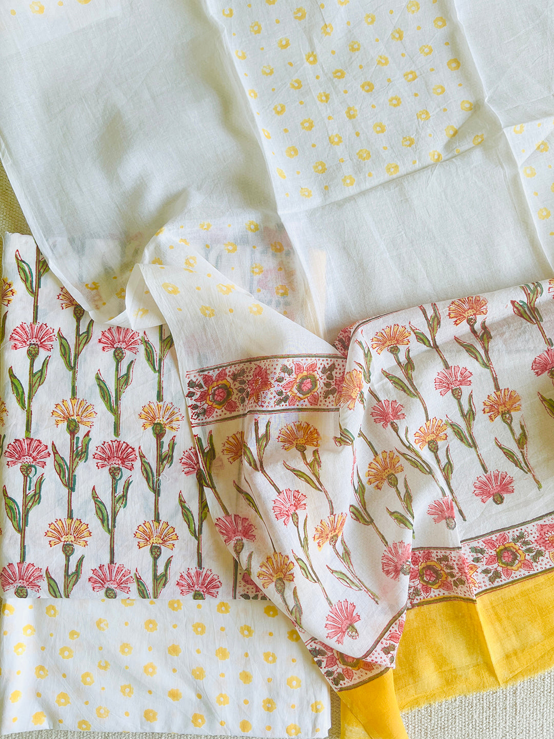 UNSTITCHED COTTON SUIT "BRING-ME-FLOWERS" OFF-WHITE