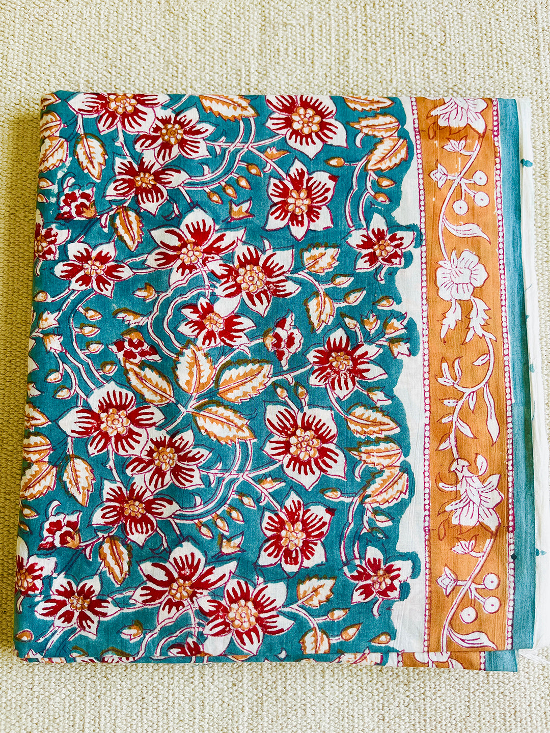 UNSTITCHED COTTON SUIT TEAL ALLOVER JAAL