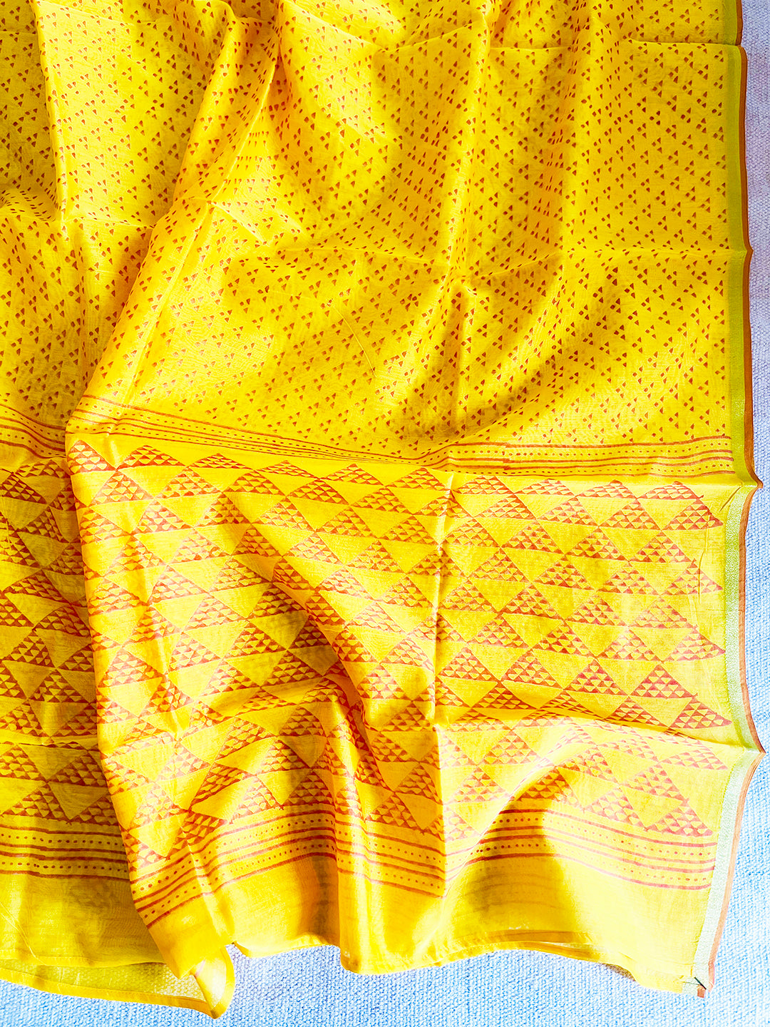 CHANDERI YELLOW TRIANGULAR DOTS DUPATTA
