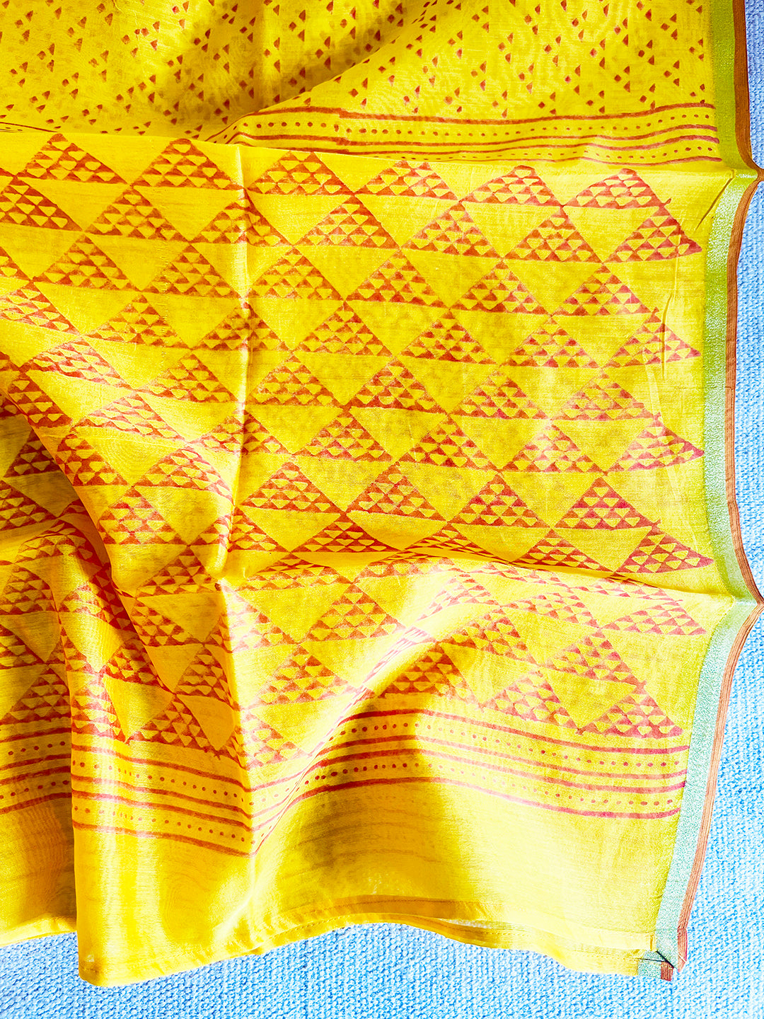 CHANDERI YELLOW TRIANGULAR DOTS DUPATTA