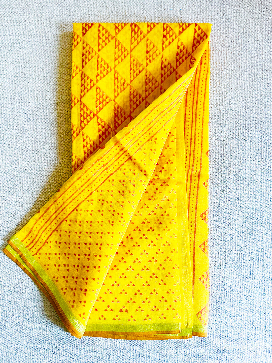 CHANDERI YELLOW TRIANGULAR DOTS DUPATTA