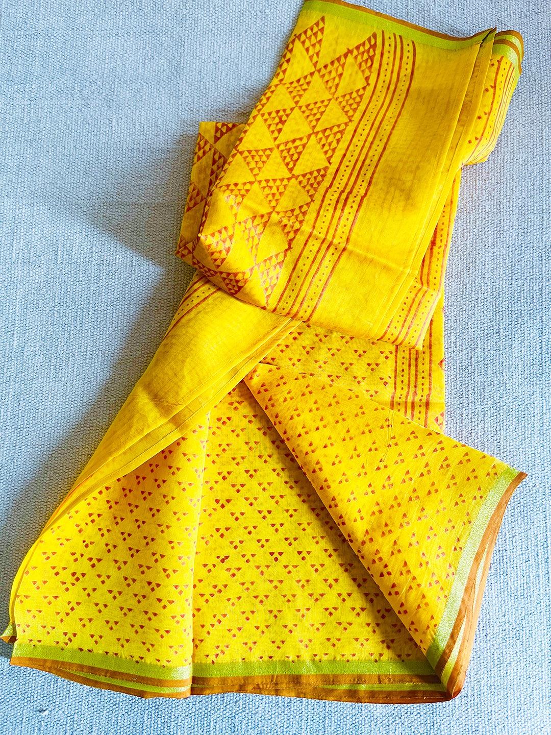 CHANDERI YELLOW TRIANGULAR DOTS DUPATTA