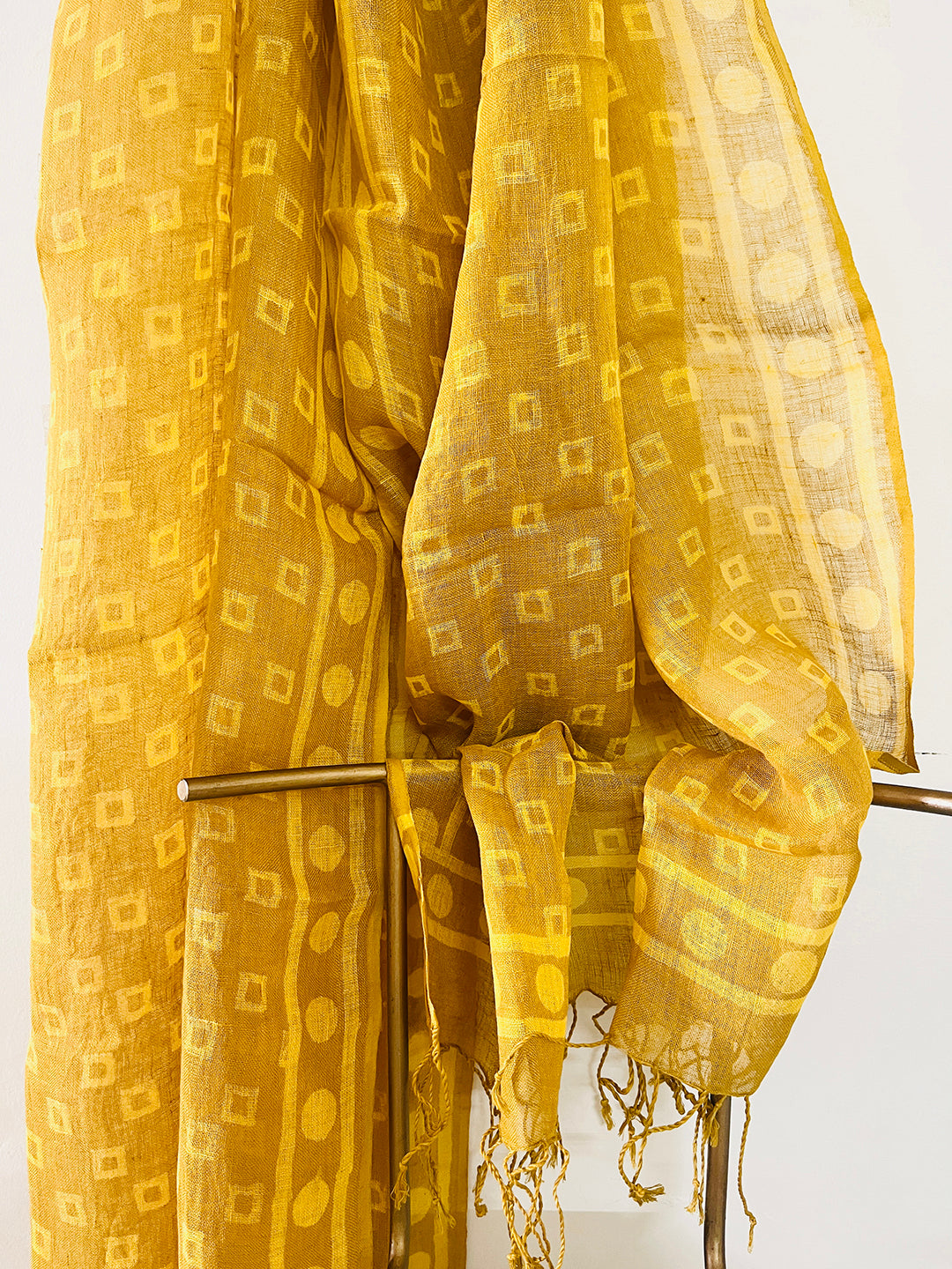 CLASSICS REINVENTED: UNBOXED LINEN DUPATTA HONEY YELLOW