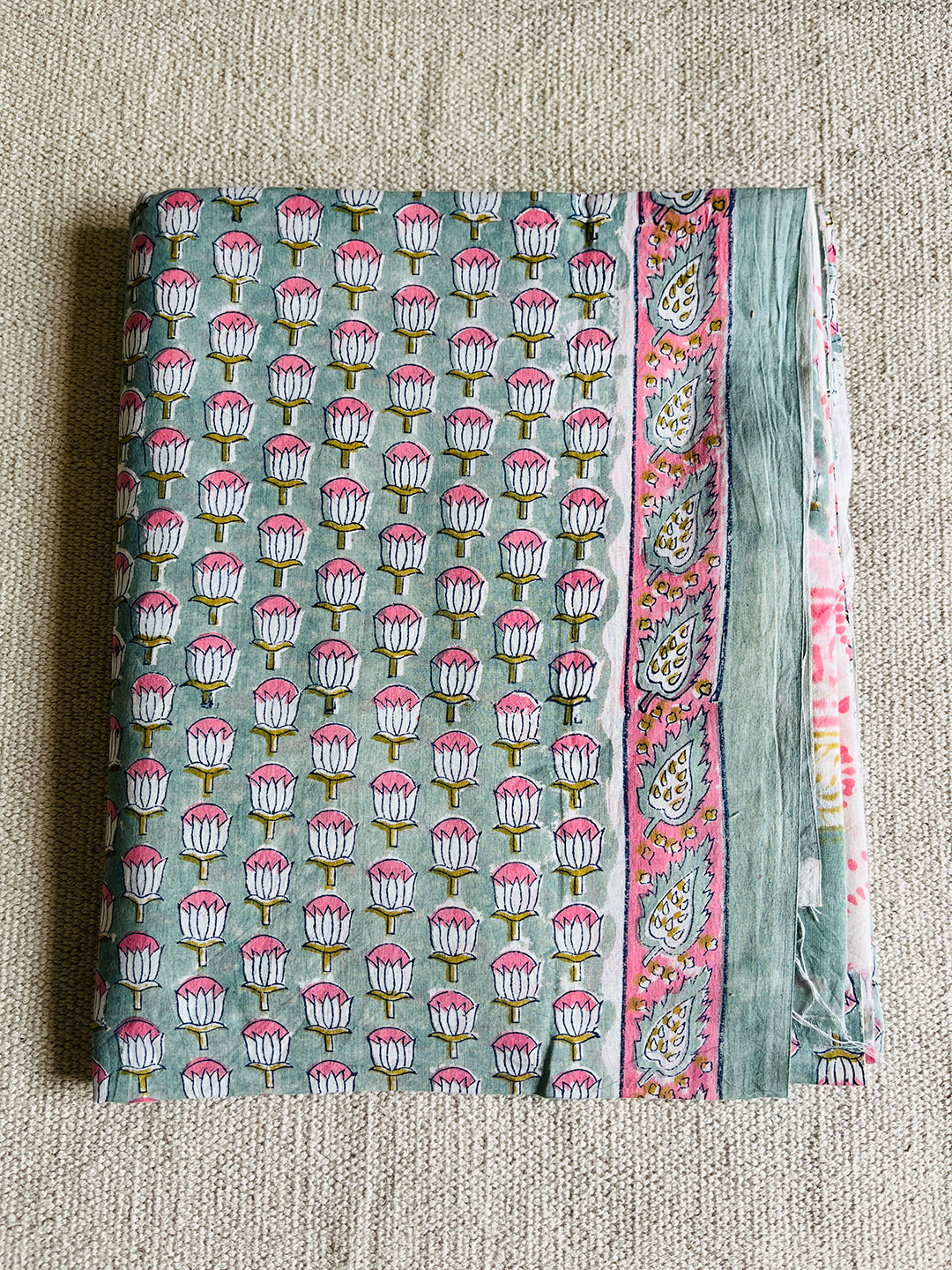 UNSTITCHED COTTON SUIT TOPAZ & PINK