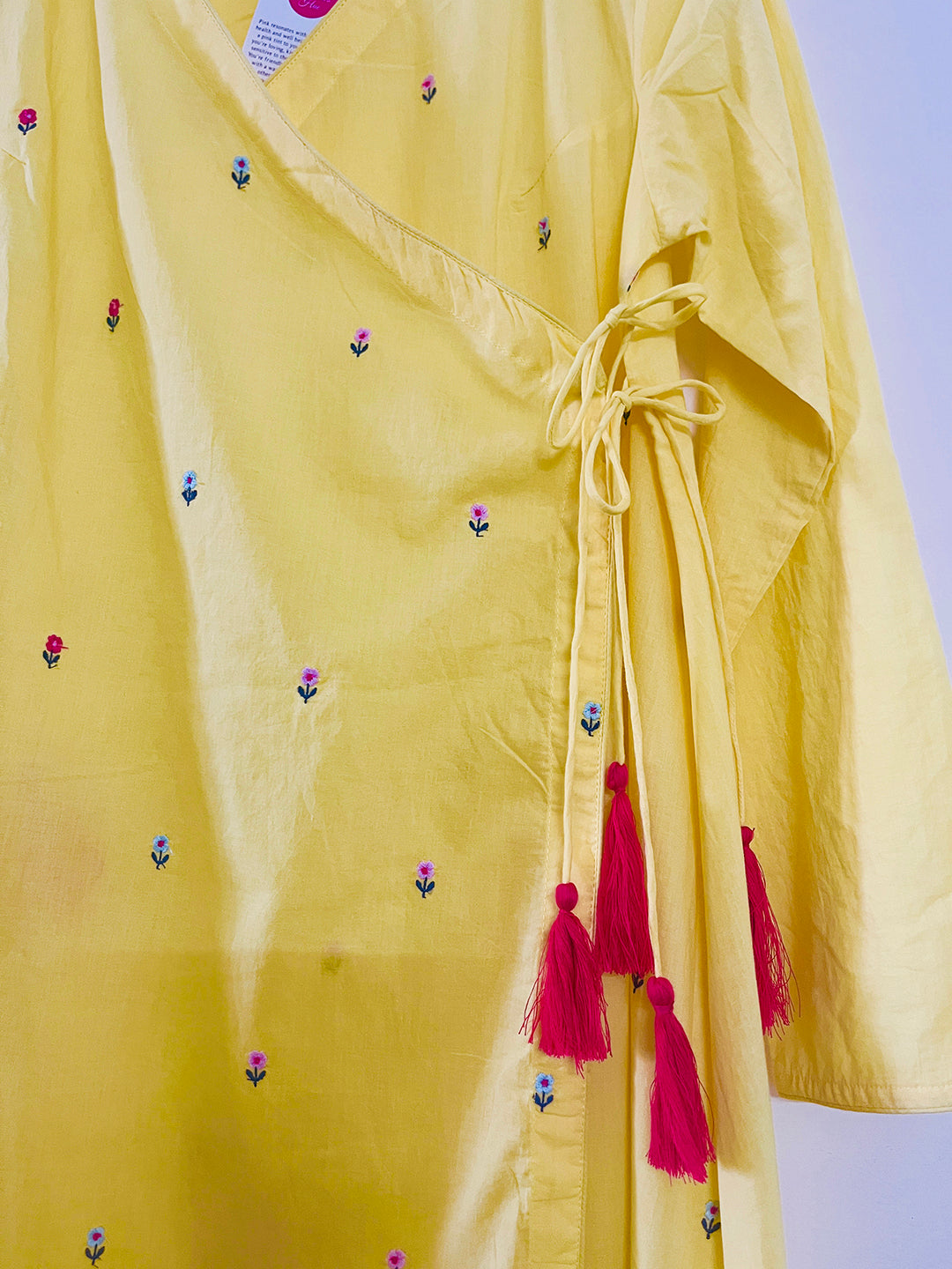 SALE- FLORAL EMBROIDERED ANGRAKHA YELLOW