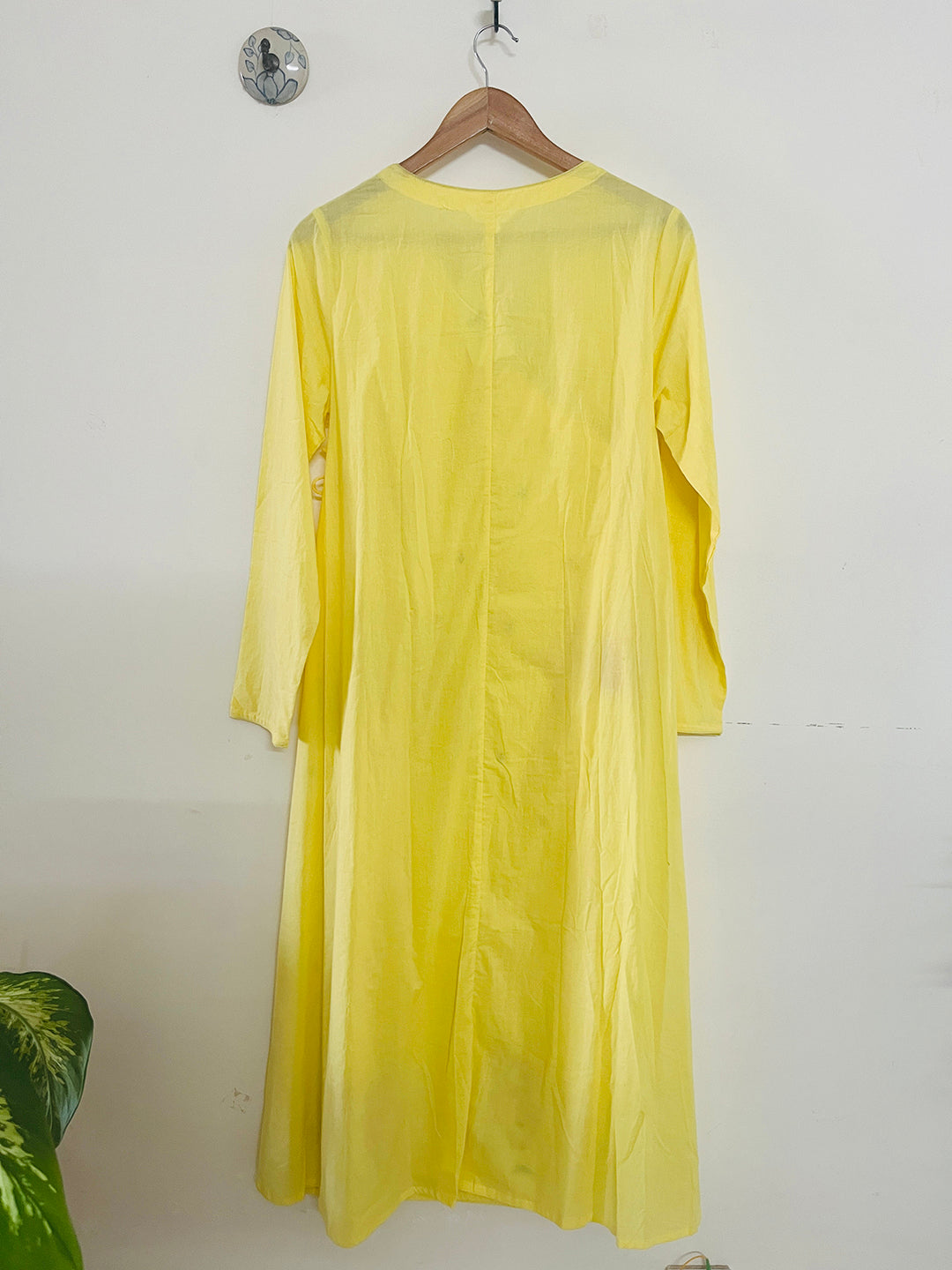 SALE- FLORAL EMBROIDERED ANGRAKHA YELLOW