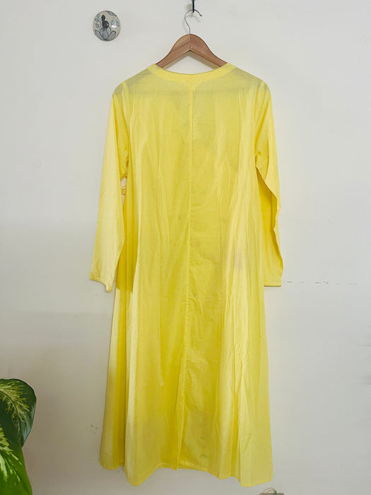 SALE- FLORAL EMBROIDERED ANGRAKHA YELLOW