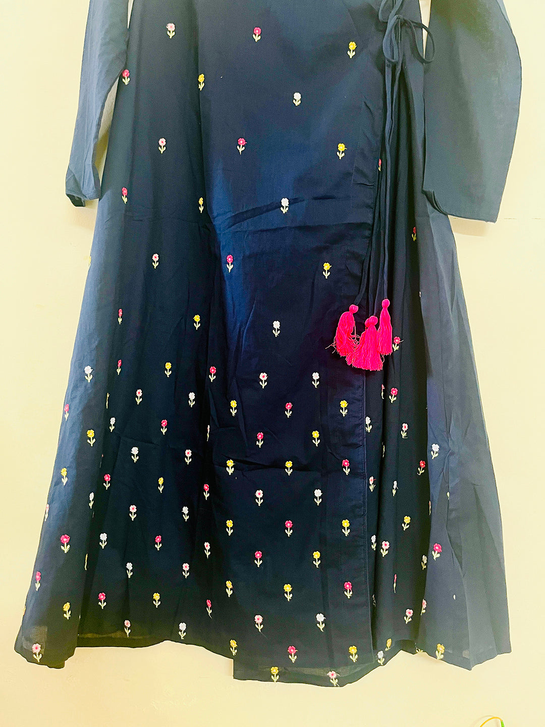 SALE- FLORAL EMBROIDERED ANGRAKHA MIDNIGHT-BLUE