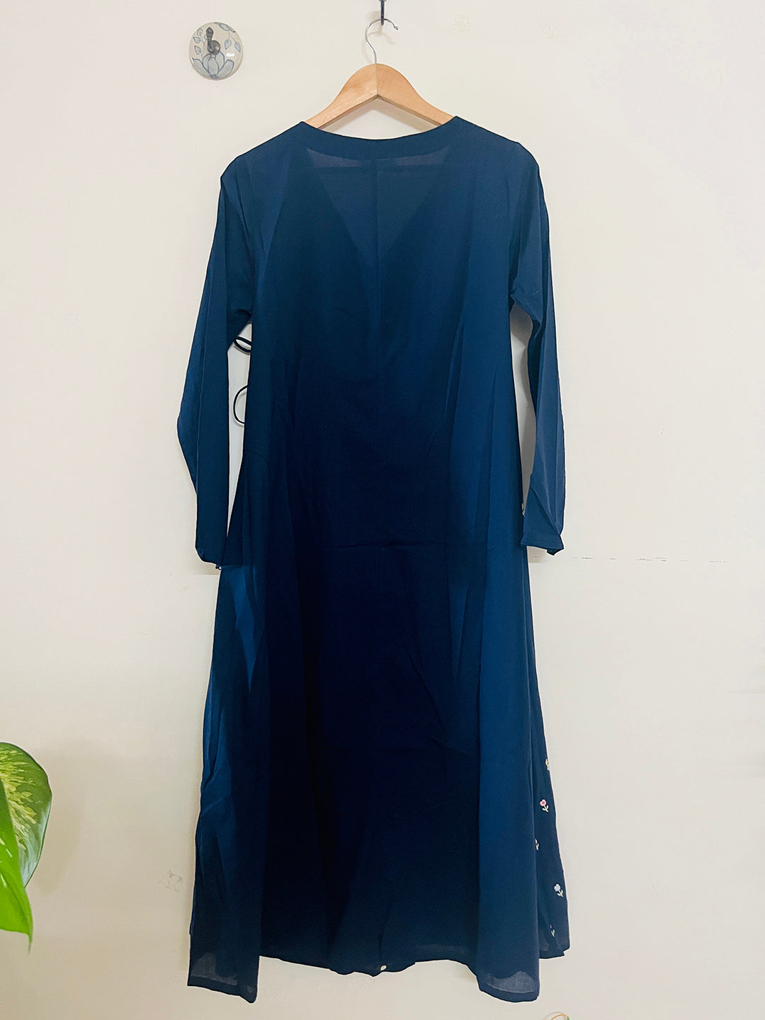 SALE- FLORAL EMBROIDERED ANGRAKHA MIDNIGHT-BLUE