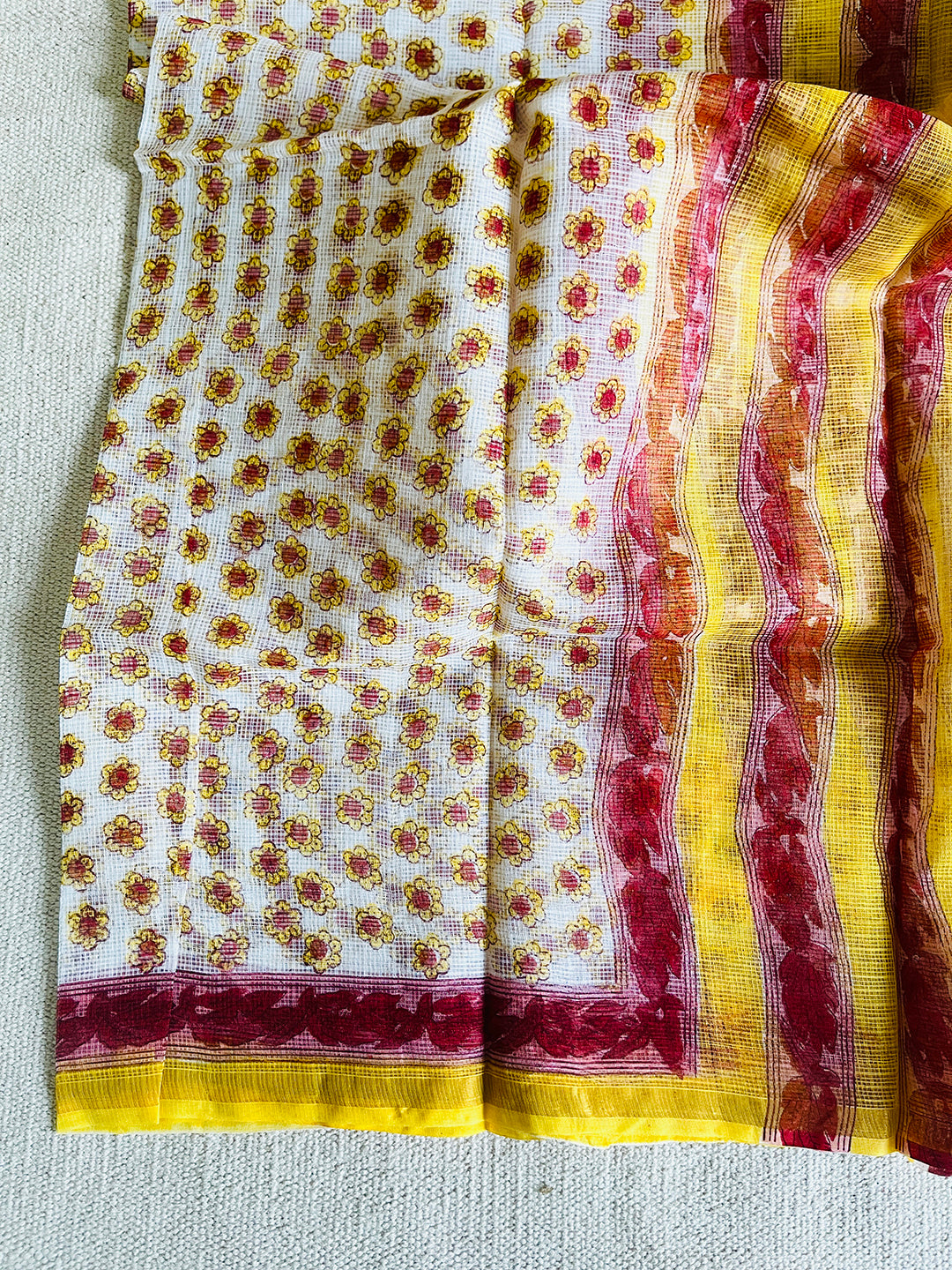KOTA DORIA DAINTY FLOWERS YELLOW DUPATTA