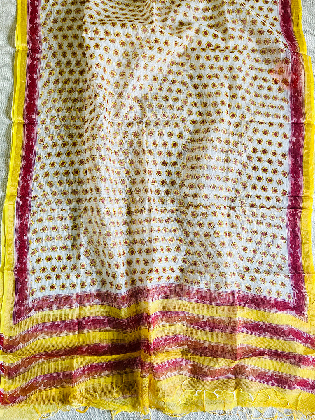 KOTA DORIA DAINTY FLOWERS YELLOW DUPATTA