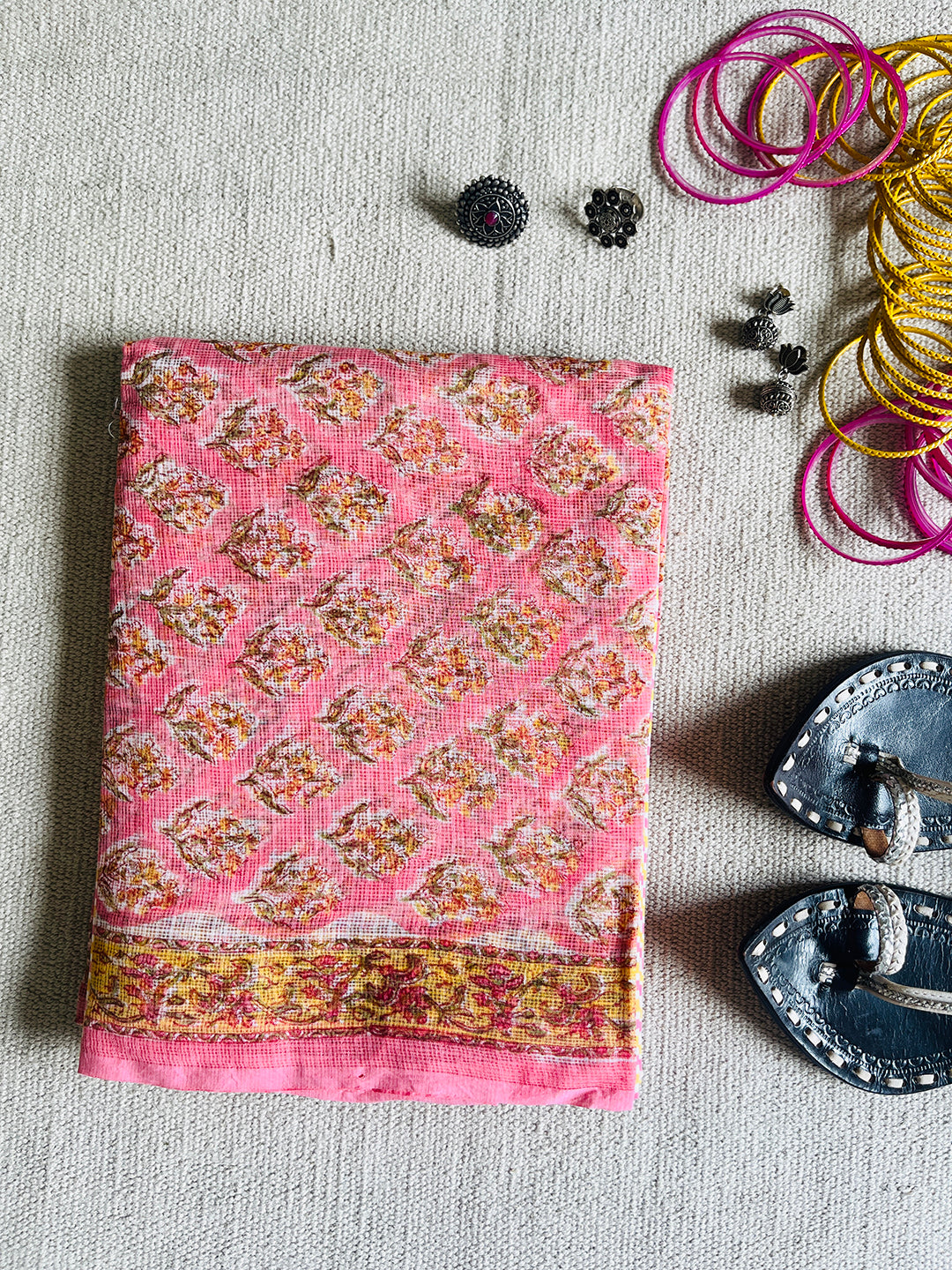 ALLOVER BOOTI KOTA DORIA UNSTITCHED SUIT- BLUSH