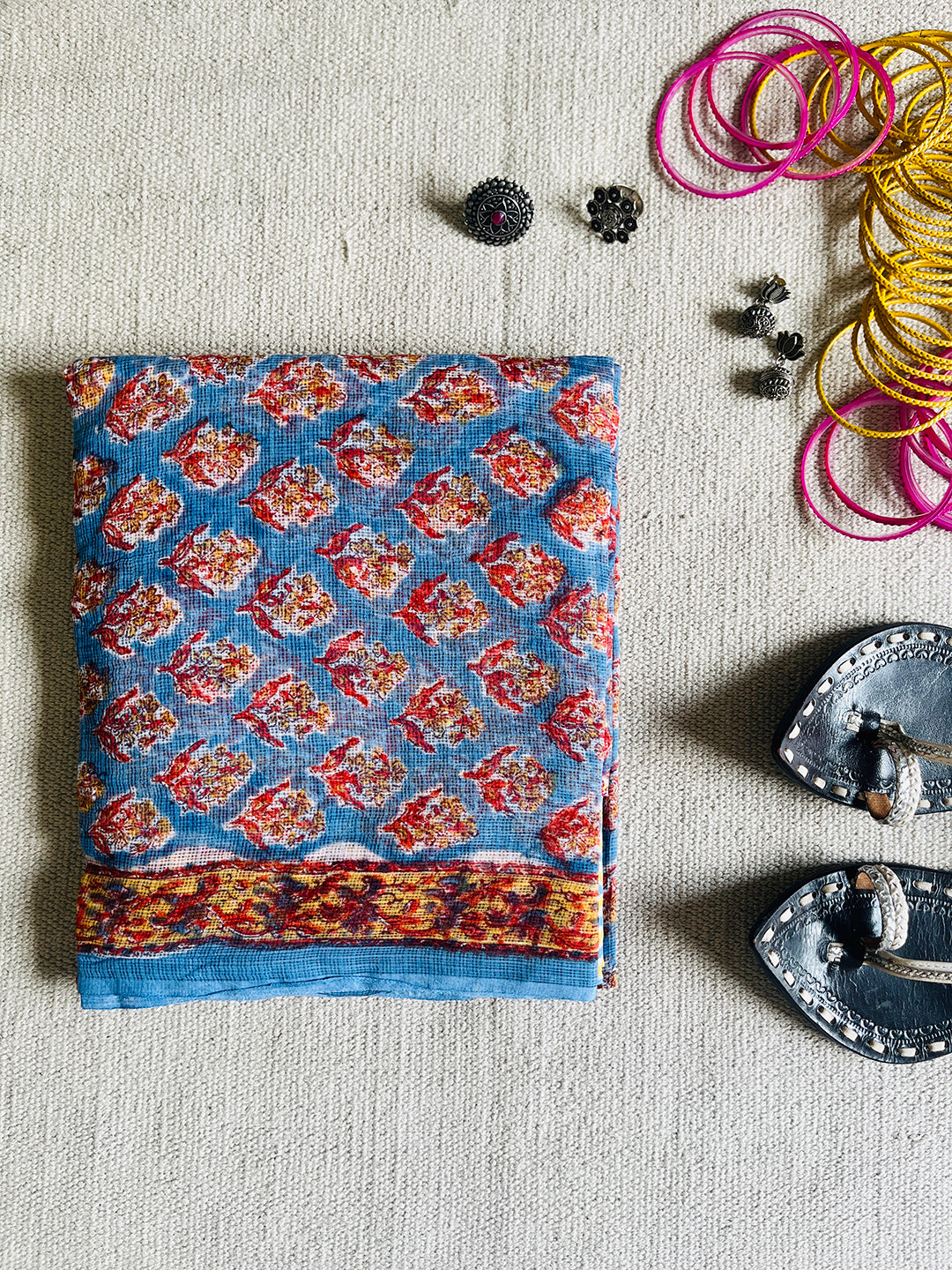 ALLOVER BOOTI KOTA DORIA UNSTITCHED SUIT- NEELA