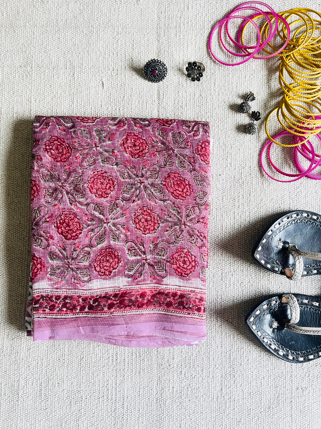 ALLOVER PRINT KOTA DORIA UNSTITCHED SUIT- DUSTY LILAC