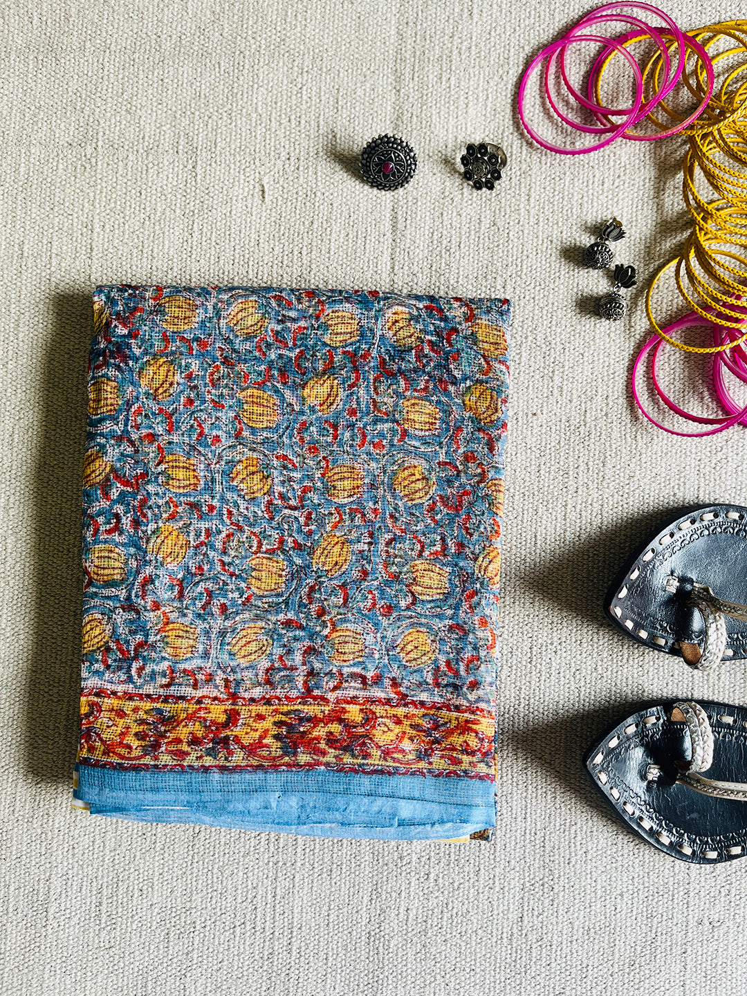 LOTUS JAAL KOTA DORIA UNSTITCHED SUIT- BLUE