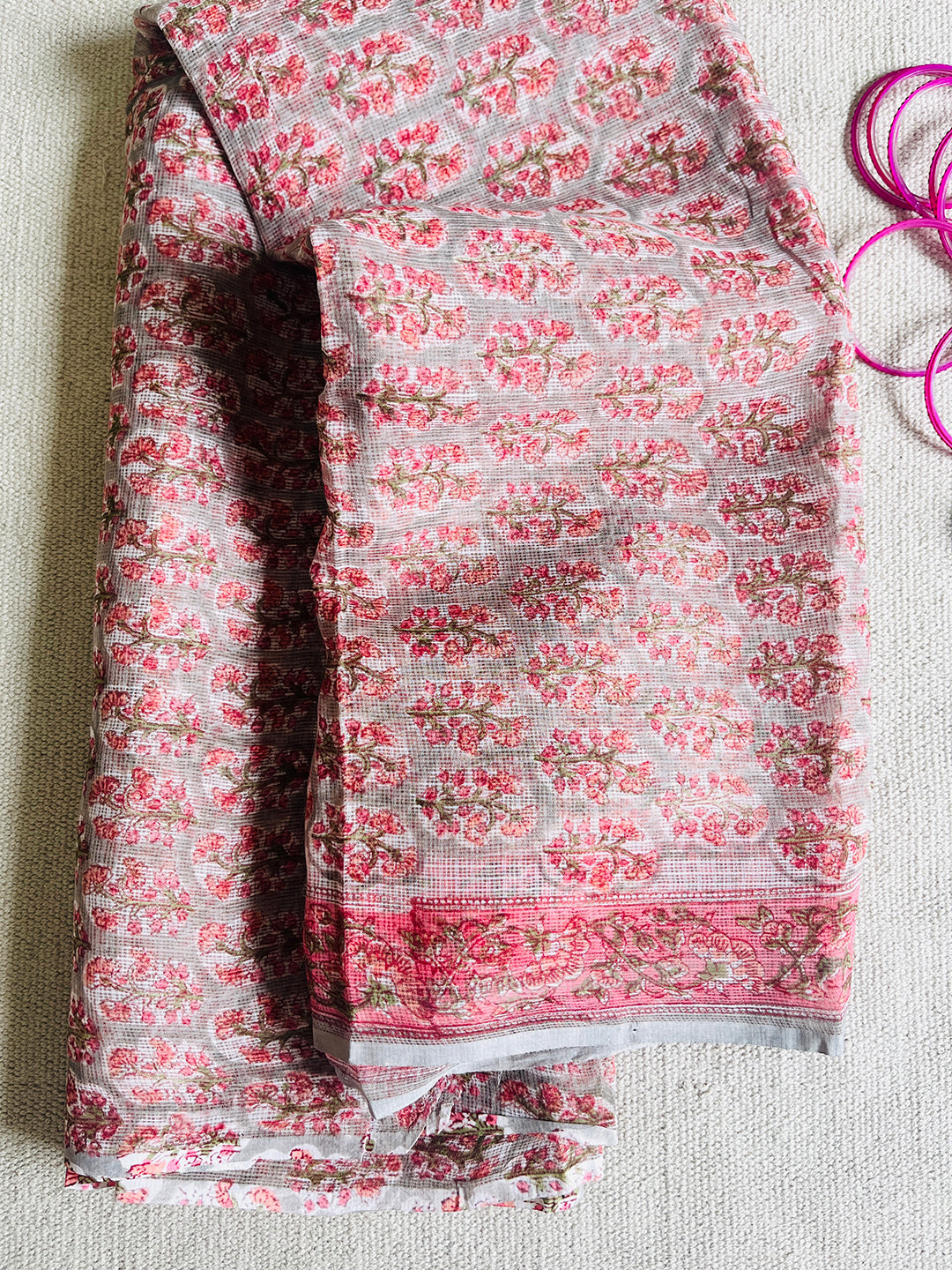 FLORAL BOOTIES KOTA DORIA UNSTITCHED SUIT- ASH GRAY