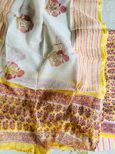 FLORAL BOOTIES KOTA DORIA UNSTITCHED SUIT- SUNSHINE