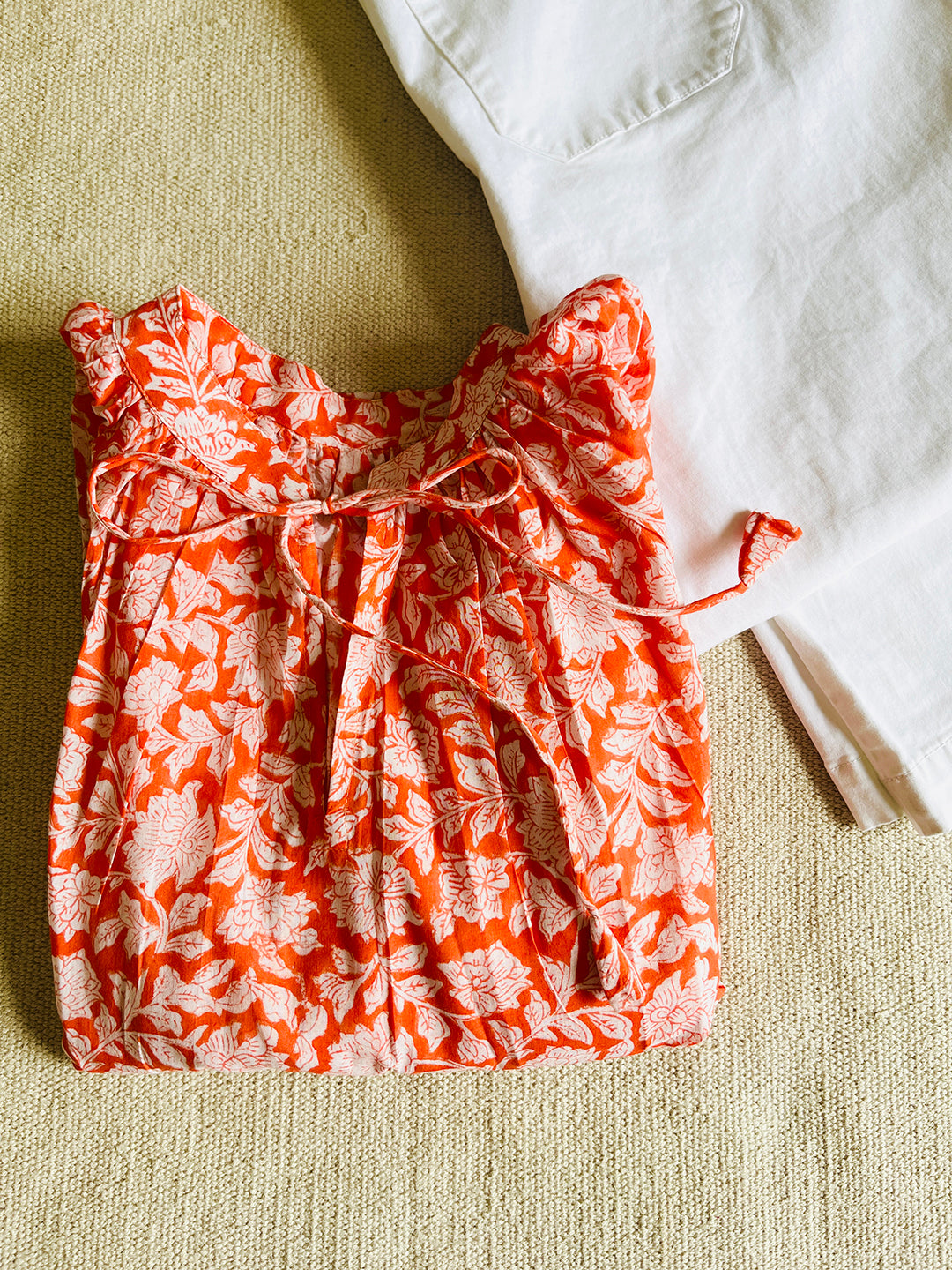 HAND-BLOCK PRINTED BLOUSON TOP (FREE-SIZE)