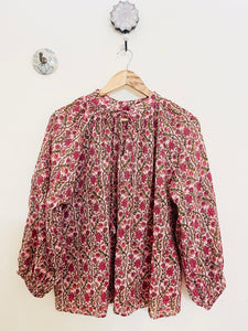 HAND-BLOCK PRINTED BLOUSON TOP (FREE-SIZE)