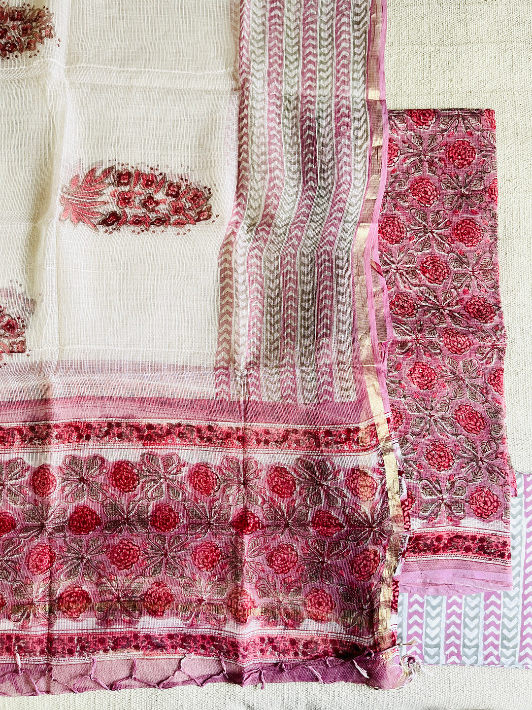 ALLOVER PRINT KOTA DORIA UNSTITCHED SUIT- DUSTY LILAC